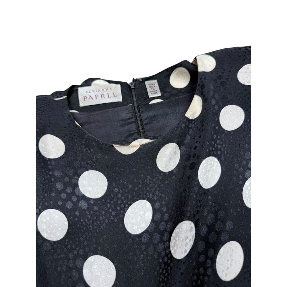 Adrianna Papell Vintage 80s 100% Silk Polka Dot Dress Large - Picture 8 of 10